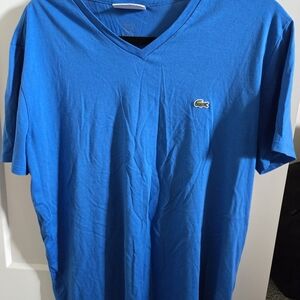 Lacoste Men's Vibrant Blue V-Neck Tee